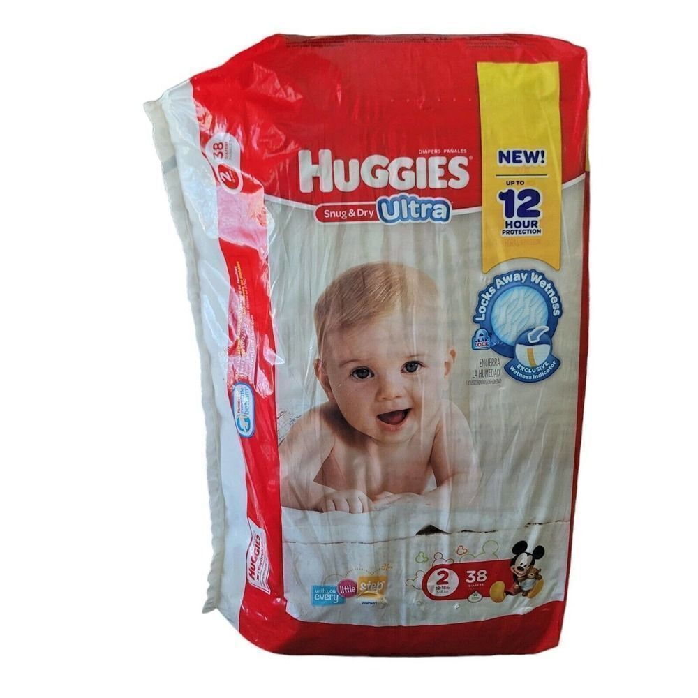 HUGGIES Snug & Dry Diaper Size 2 Fits 12-18 Lbs. Snug Fit Disney Baby 38 CT